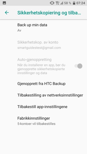 Velg Back up my data