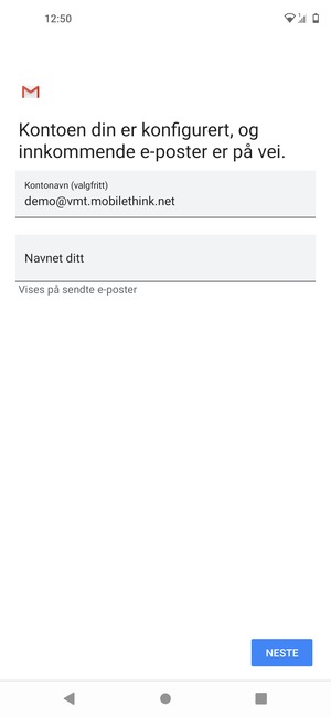 Gi kontoen din et navn, og skriv inn navnet ditt. Velg NESTE