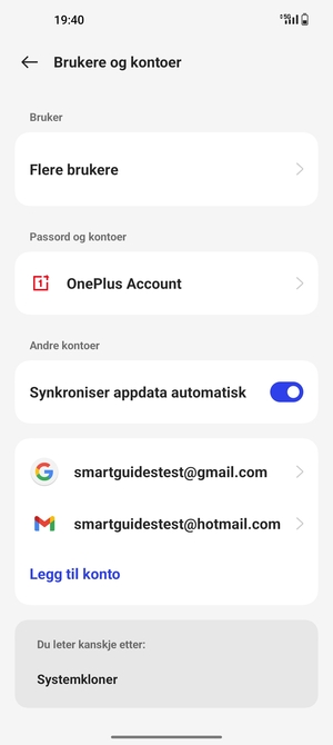 Velg din Google-konto