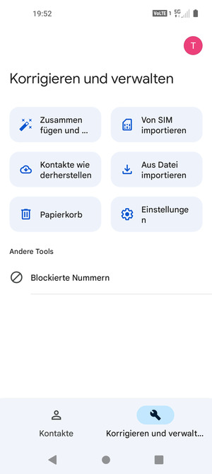 Wählen Sie Von SIM importieren