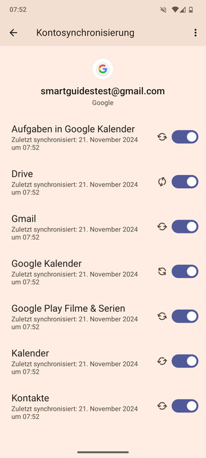 Stellen Sie sicher, dass Kontakte ausgewählt ist