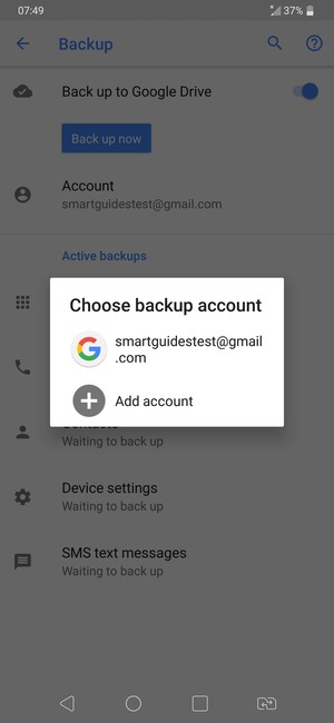 Select your backup account