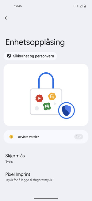 Velg Skjermlås