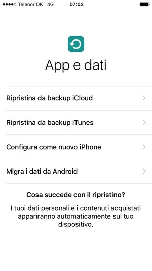 Vai nuovamente all'assistente di installazione come hai fatto la prima volta quando il tuo telefono era nuovo.