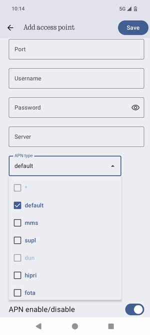 Make sure default is selected
