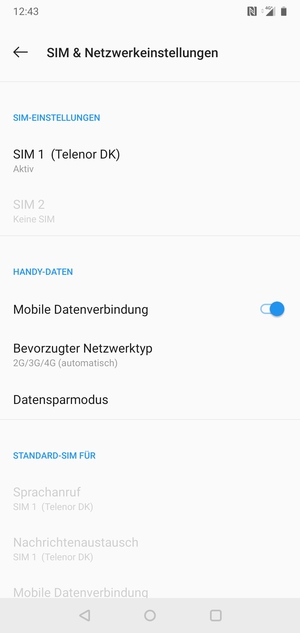 Wählen Sie SIM 1 oder SIM 2