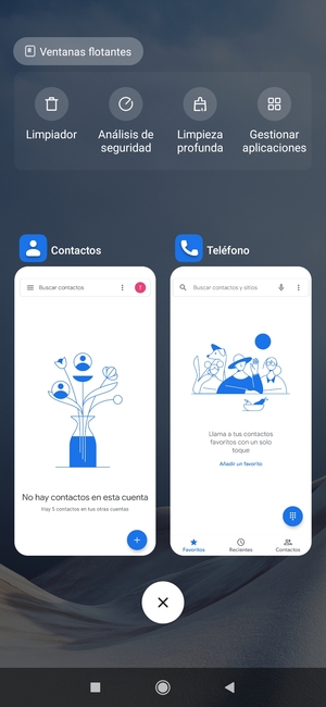 Seleccione el icono Eliminar para cerrar todas las aplicaciones en ejecución