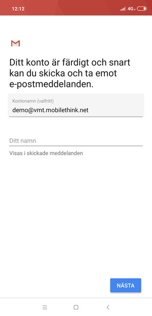 Ge ditt konto ett namn och ange ditt namn. Välj NÄSTA