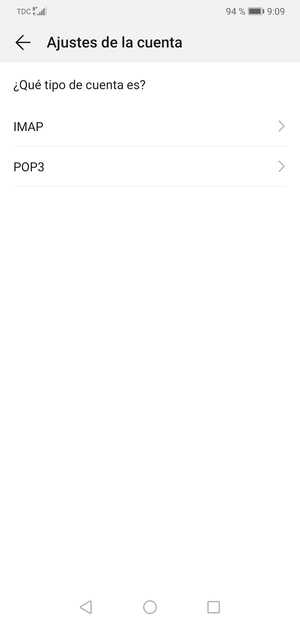 Seleccione IMAP o POP3