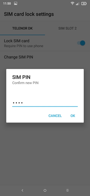 Confirm your new SIM PIN and select OK