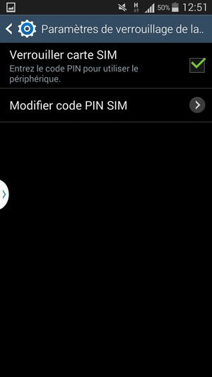 Sélectionnez Modifier code PIN SIM