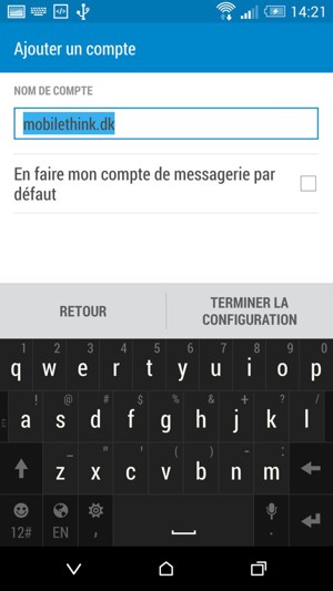 Donnez un nom à votre compte et sélectionnez TERMINER LA CONFIGURATION