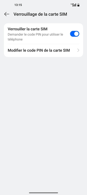 Sélectionnez Modifier le code PIN de la carte SIM