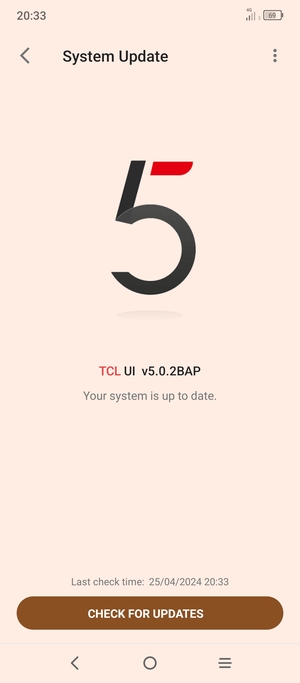 If your phone is up to date, you will see the following screen