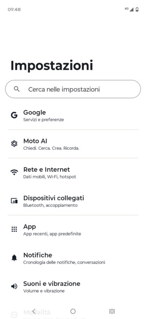 Seleziona Rete e Internet