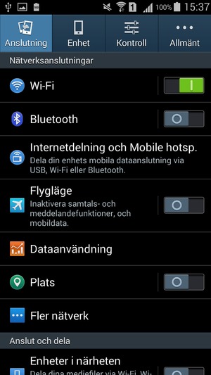 Scrolla till och välj Fler nät / Fler nätverk