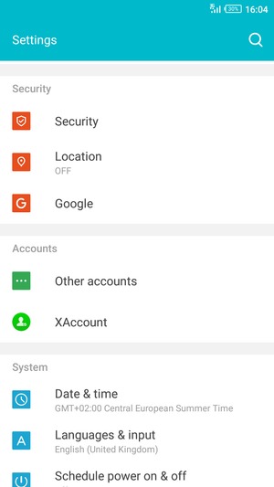 Scroll to and select Security