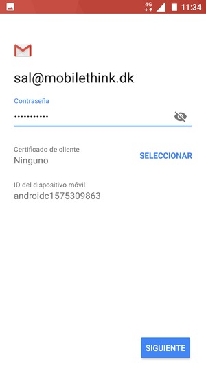 Introduzca su contraseña y seleccione SIGUIENTE