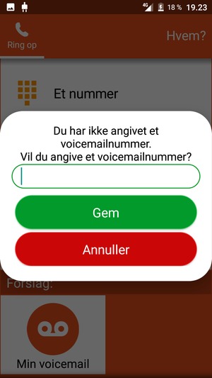 Indtast Voicemailnummer og vælg Gem