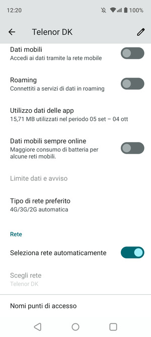 Scorri e seleziona Nomi  punti di accesso