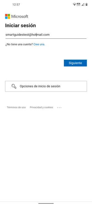 Introduzca su Dirección de correo electrónico y seleccione Siguiente
