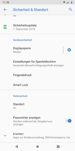 Scrollen Sie und wählen Sie Erweitert