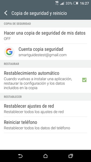 Seleccione Hacer una copia de seguridad de mis datos