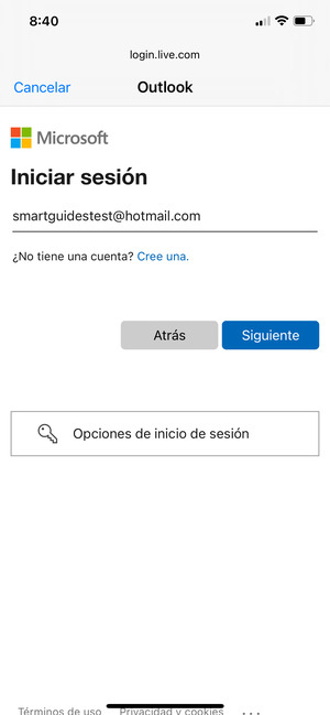 Introduzca su Dirección de correo electrónico y seleccione Siguiente