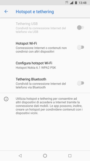 Seleziona Configura hotspot Wi-Fi