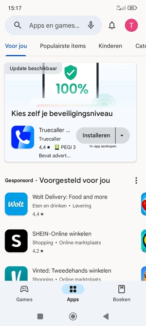 Selecteer de zoekbalk
