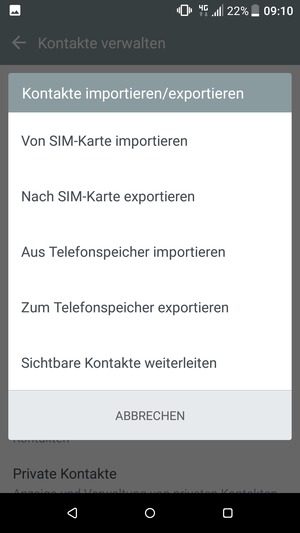 Wählen Sie Von SIM-Karte importieren