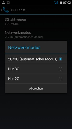 Wählen Sie die gewünschte Option
