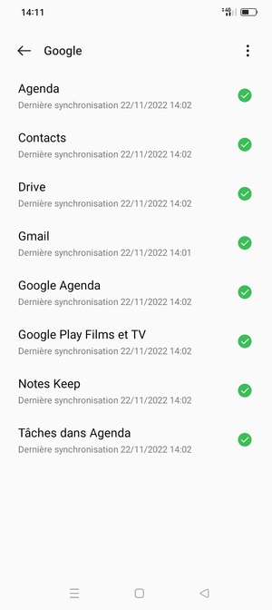 Assurez-vous que Contacts est sélectionné
