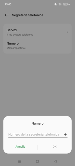 Inserisci Numero segreteria e seleziona OK