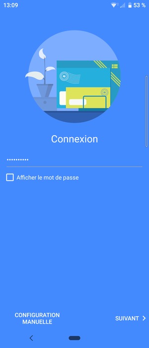 Saisissez votre mot de passe et sélectionnez CONFIGURATION MANUELLE