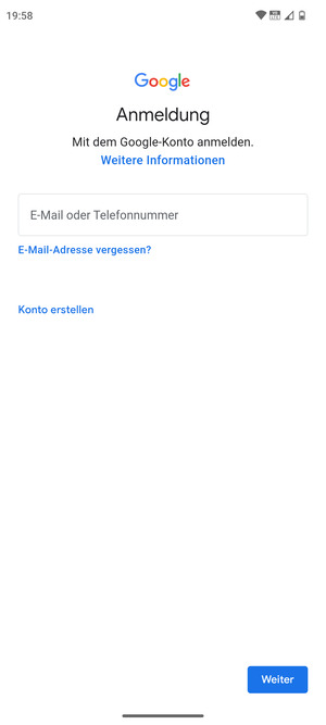 Geben Sie Ihre Gmail Adresse ein und wählen Sie Weiter