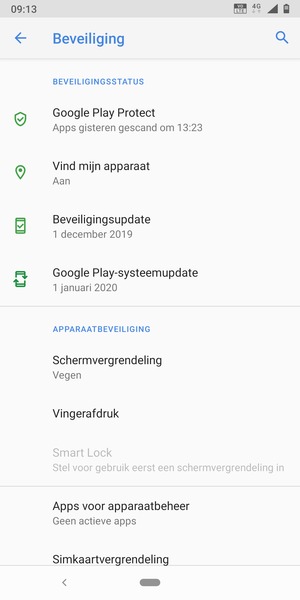 Om uw schermvergrendeling te activeren, ga naar het Beveiliging-menu en selecteer Schermvergrendeling