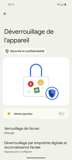 Sélectionnez Verrouillage de l'écran