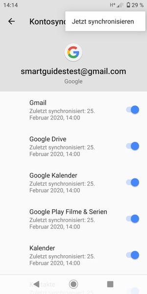 Wählen Sie Jetzt synchronisieren