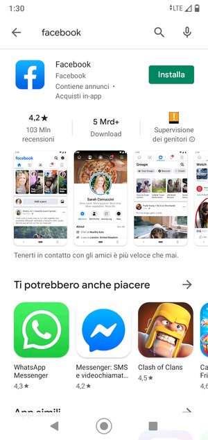 Seleziona l'applicazione