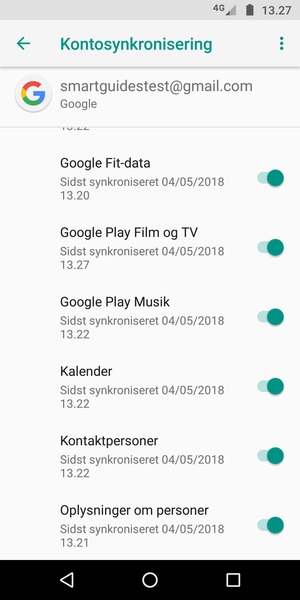 Kontroller at Kontaktpersoner er valgt