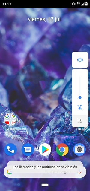 Seleccione Vibración para cambiar al modo silencio