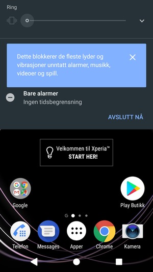 Trykk en gang til for lydløs modus