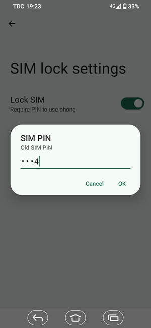 Enter your Old SIM PIN and select OK