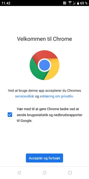 Vælg Acceptér og fortsæt
