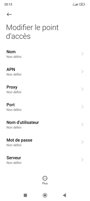 Saisissez les informations Internet