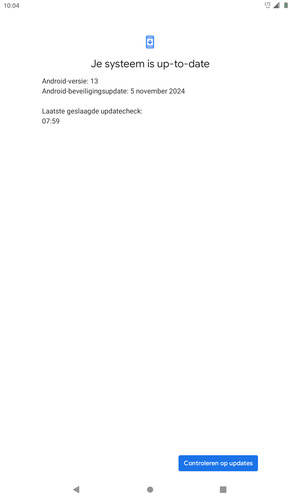 Als uw tablet up-to-date is, zult u het volgende scherm zien