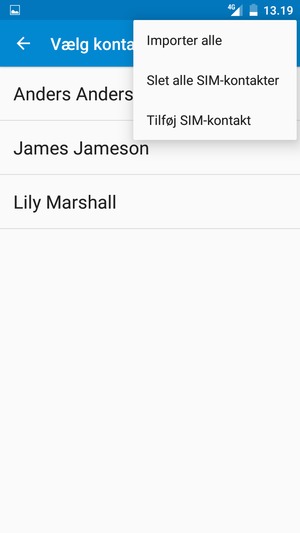 Vælg Importer alle