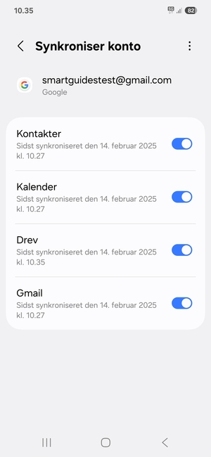 Kontroller at Kontakter er valgt