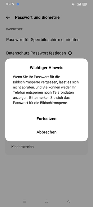 Wählen Sie Fortsetzen